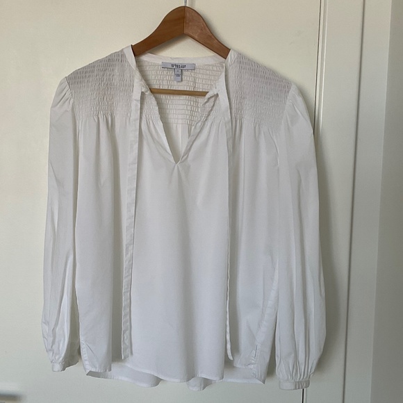 Derek Lam 10 Crosby - Austin Smocked Top Blouse in Optic White - Picture 2 of 10